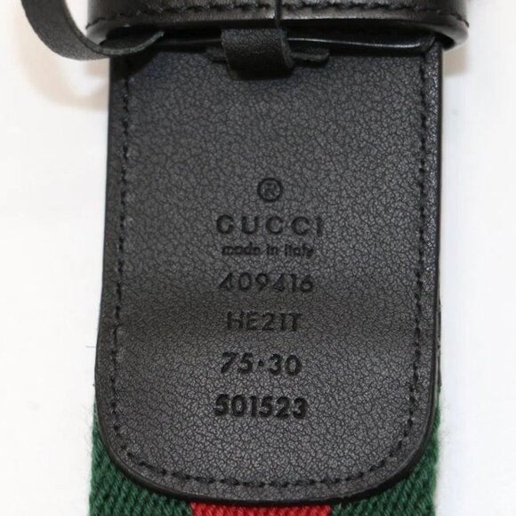 Gucci GG Marmont Web Belt Canvas Leather Size 70X30 - Green/Red/Black/Gold - Picture 14 of 14